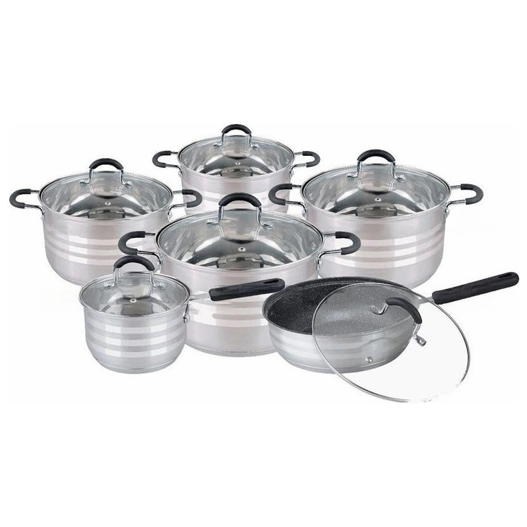 Набор посуды с крышками Edenberg EB-4080 из нержавеющей стали 12 предметов 2.1л-6.5л HB-32 Львов - изображение 1