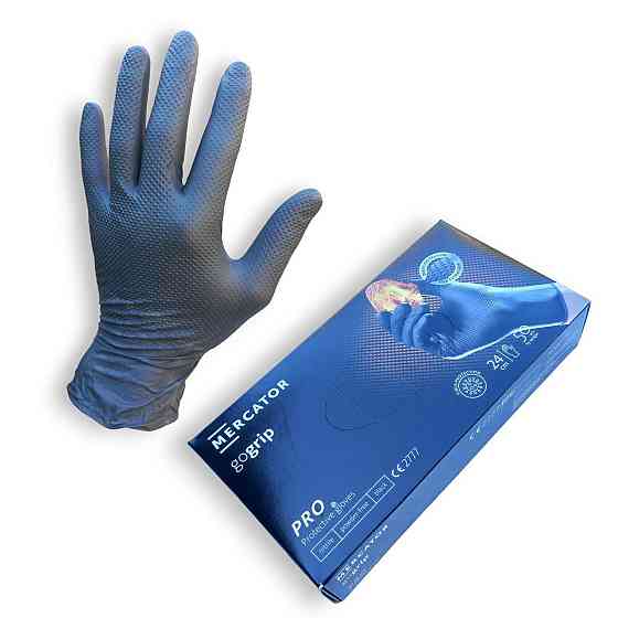 Нитриловые перчатки Mercator Gogrip размер L черные уп/25 пар XL Харків