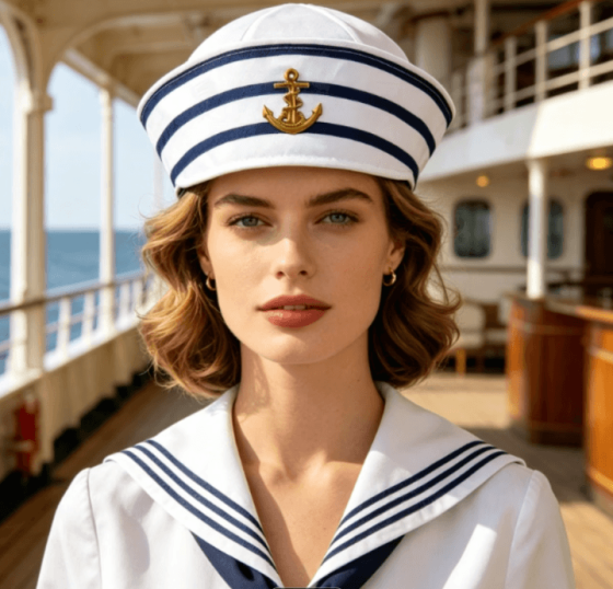 Безкозирка жіноча Морячка, Матрос, Моряк, із золотим якорем (р-р 54-56) Київ