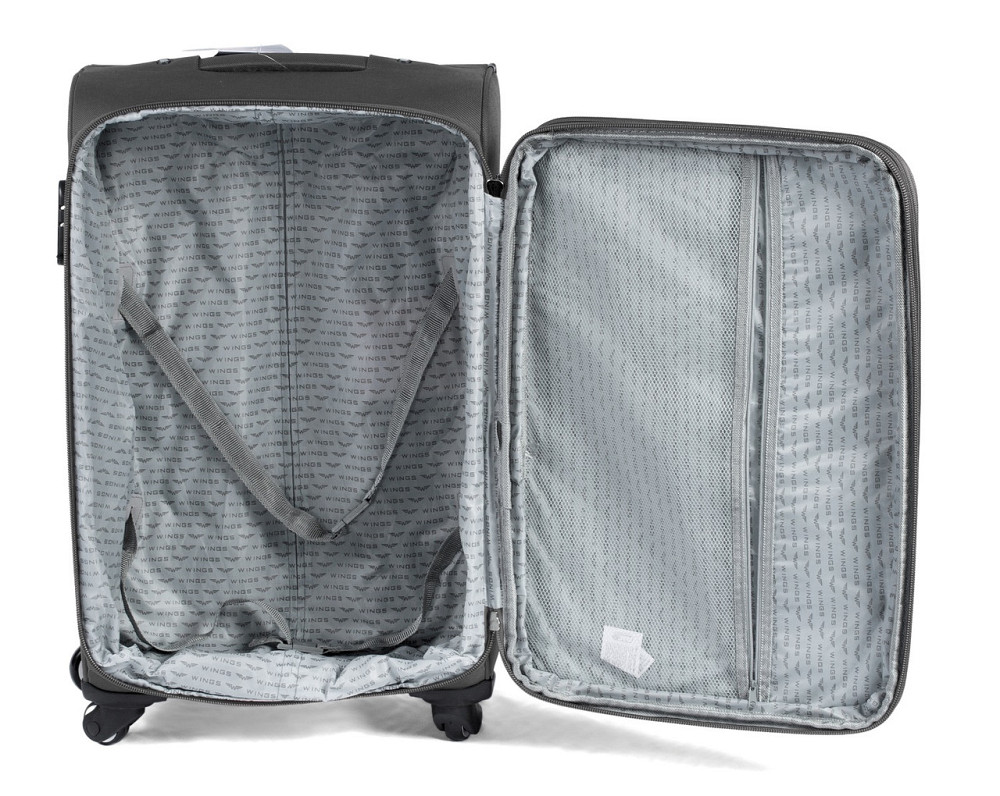 Чемодан тканевый WINGS 1706 средний 65 см 4 колеса серый Киев - изображение 6