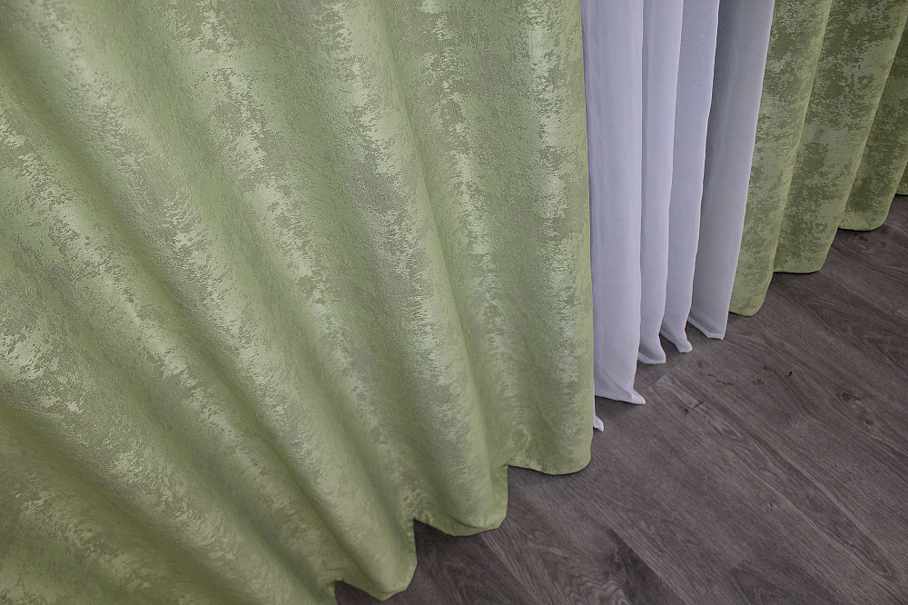 Комплект штор на люверсах VR-Textil Жакард Sultan YL № 1367ш Світло-оливковий 150х250 см 2 шт (37-0055) Київ - фото 7