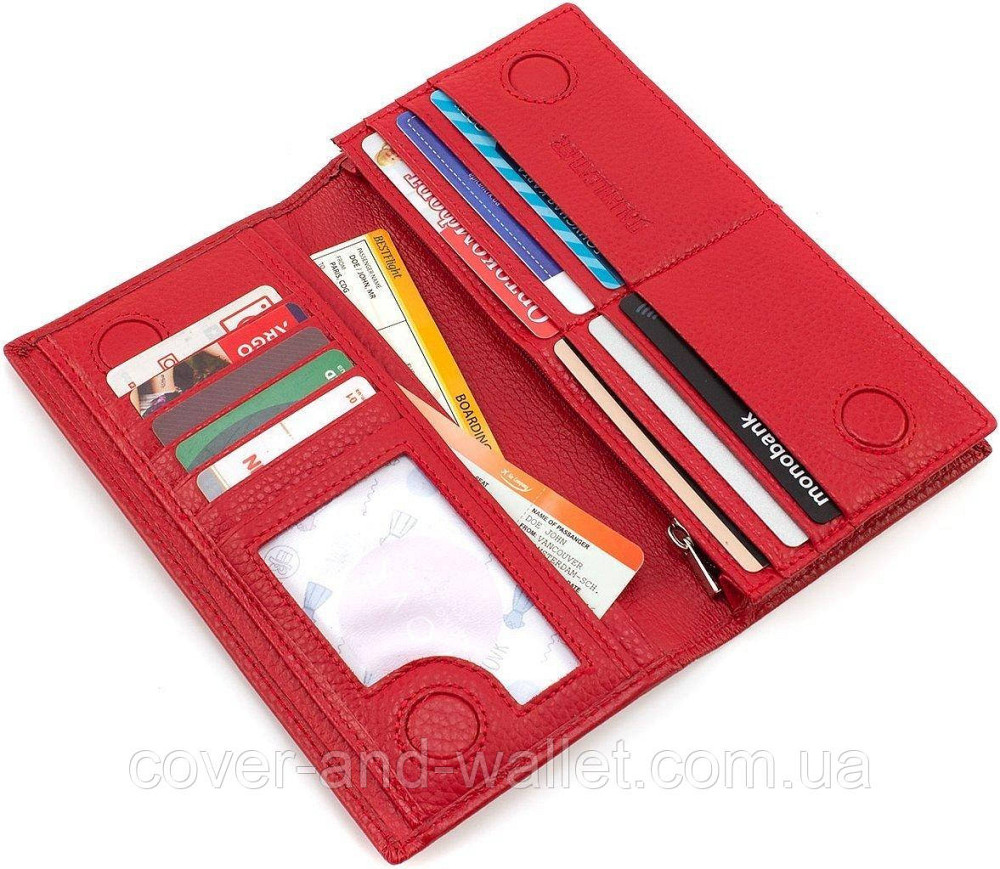 Тонкий женский кошелек купюрник красного цвета из натуральной кожи ST 152 A Red Киев - изображение 6