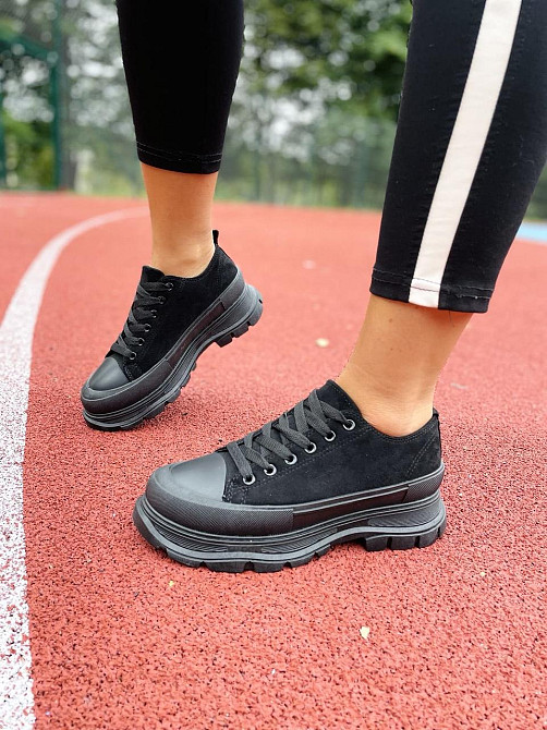 Кеди жіночі M123-1 чорні (весна-осінь, еко-замша) (4749) 38 Коломыя - изображение 1