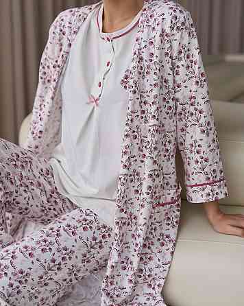 Комплект-тройка для дома для беременных со штанами - цветочки Nicoletta 7391 S Киев