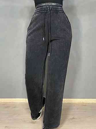 Брюки жіночі Black Cyclone 601 палаццо рівні варені тай-дай чорні, чорний, 3XL Київ