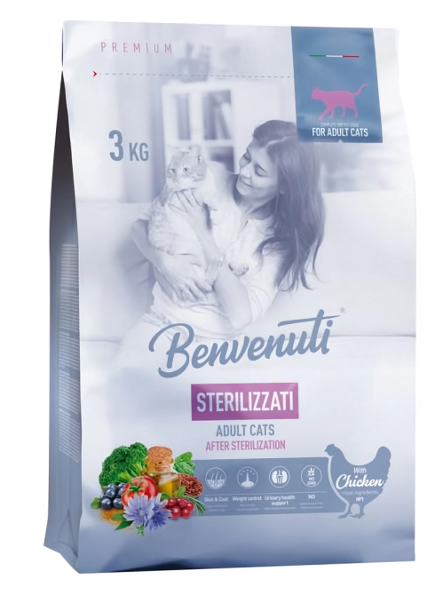 Корм для стерилизованных кошек Бенвенути Benvenuti Sterilizzati с курицей 3 кг Винница - изображение 1
