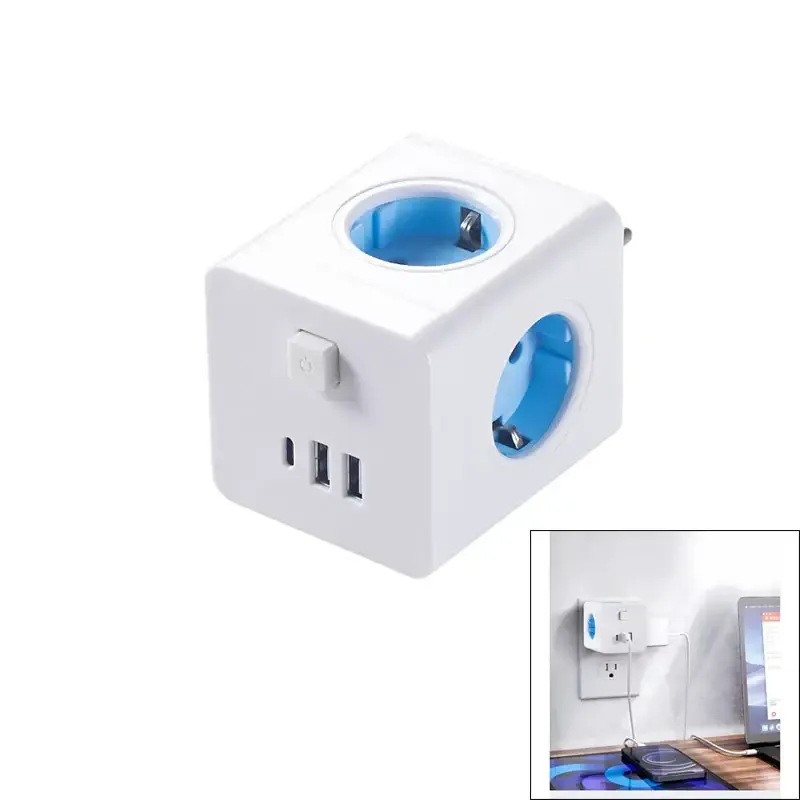 Разветвитель Power Cube с 4 розетками и 3 USB Киев - изображение 3