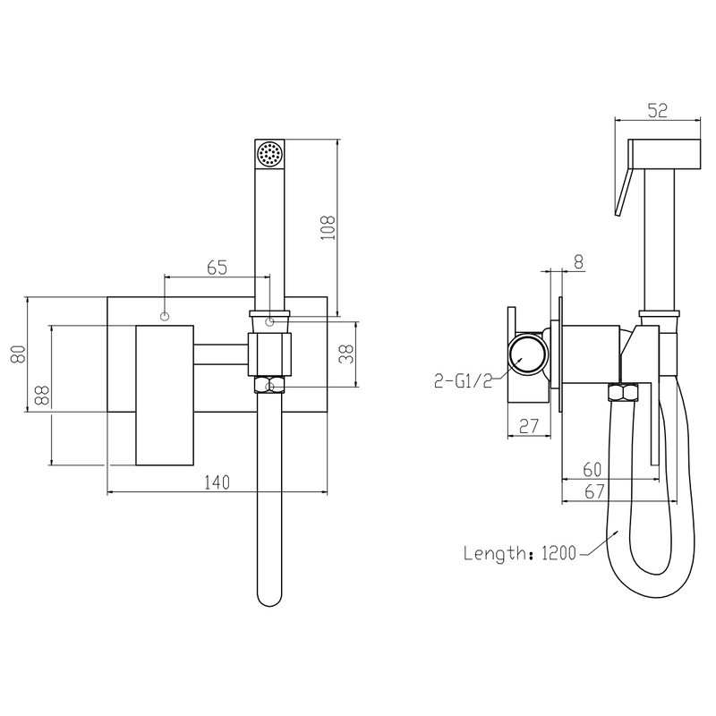 Змішувач для гігієнічного душу Mixxus Premium Bend 002 Inner з лійкою (MI6924) Київ - фото 2