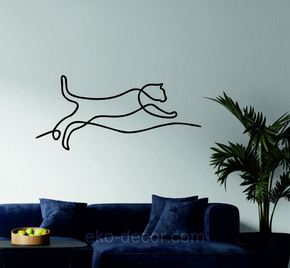 Декоративное настенное 3D Панно «Кот» Декор на стену с объемом 110*50 см, Черный Киев - изображение 1