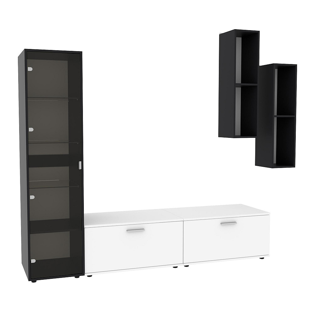 Стенка в гостиную Hugo-2, Белый/Антрацит, 2060х520х1700 Львов - изображение 1