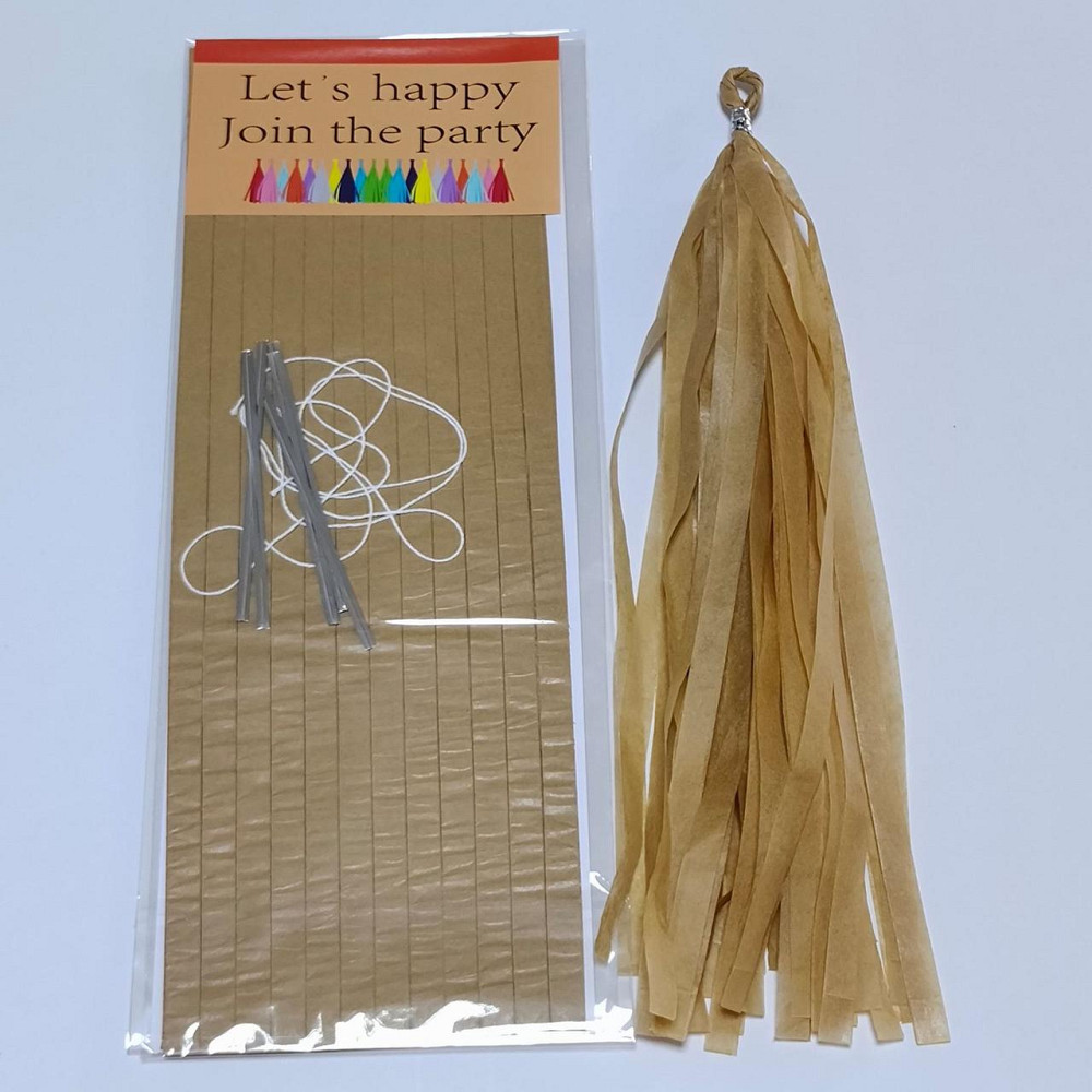 Пензлики тасел паперові гірлянди 5 шт 35 см хакі Київ - фото 2