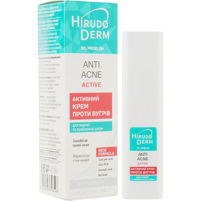 Крем для лица Біокон Hirudo Derm Oil Problem Anti-Acne Астиve Активный против угрей 50 мл (4820008318596) Винница - изображение 1