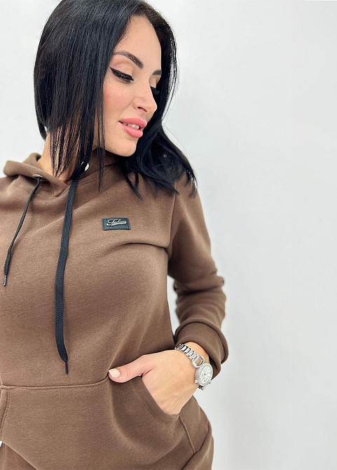 Теплий спортивний костюм "Whisper" оптом  Норма 42-44, Шоколадний Київ - фото 2