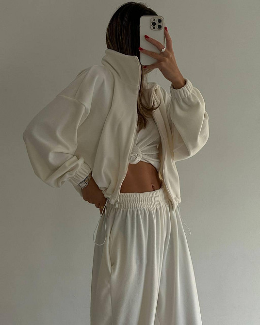 Жіночий теплий оверсайз костюм двійка: кофта і штани турецький полар фліс Одеса - фото 4