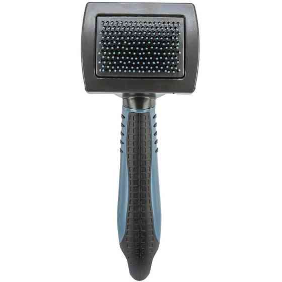 Щітка-пуходерка Trixie для собак м_яка з пластиковою ручкою та захисними кульками 7х16 см Київ