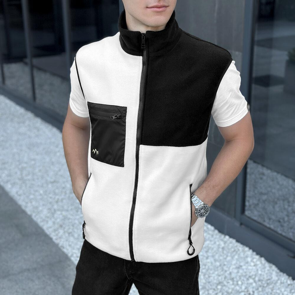 Чоловіча флісова жилетка Pobedov Wolf молочно-чорна Київ - фото 1