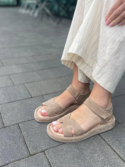 Соната Босоніжки жіночі пісочні Соната Люба літні, натуральна замша / Модні босоніжки літні р. Киев - изображение 1