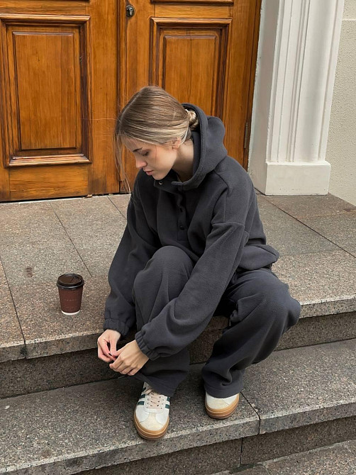 Женский теплый базовый костюм двойка из двухстороннего флиса . Графит, 46/48 Одесса - изображение 8