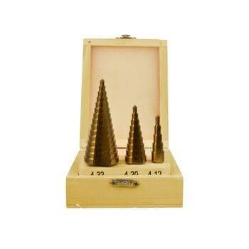 Набір ступінчатих свердлів 4-12, 4-20, 4-32 NTitan (дерев' ясний кейс) Полтава - фото 1