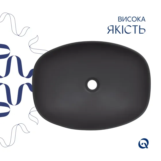 Раковина накладна Qtap Robin 500х380х140 мм, Anthracite, прямокутна, з донним клапаном QT04116302AN Київ