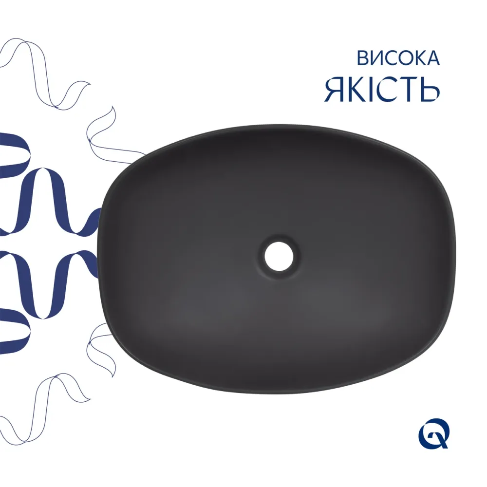 Раковина накладная Qtap Robin 500х380х140 мм, Anthracite, прямоугольная, с донным клапаном QT04116302AN Киев - изображение 4