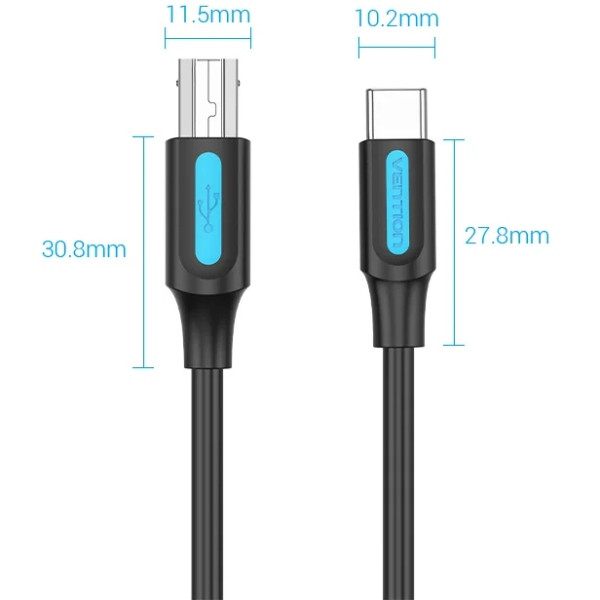Кабель USB 2.0 Type-C M - USB BM, 2.0 м 2.4А Printer cable Vention Вінниця - фото 4