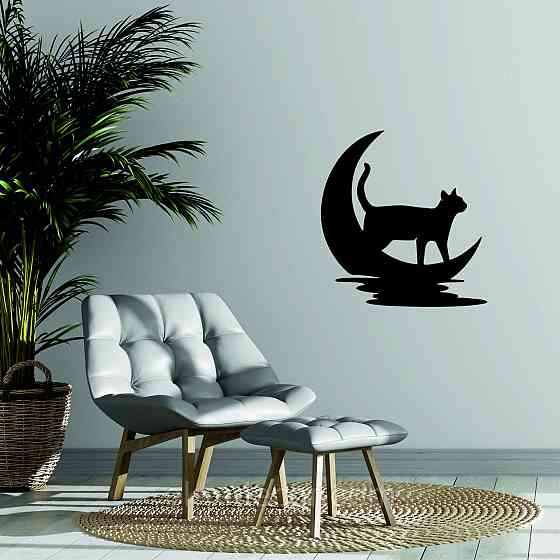 Декоративное настенное 3D Панно «Кот» Декор на стену с объемом 70*66 см, Черный Киев