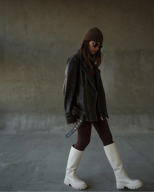 Стильні чоботи зимові жіночі натуральна шкіра на низькому ходу молочні р. 38-40 / Чоботи на зим Коломия - фото 3