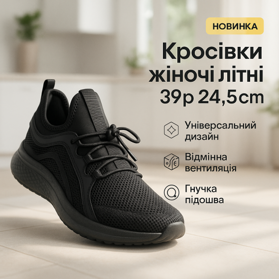 Кроссовки женски текстиль 39р, Летние женские кроссовки черного Женские повседневные OP-66 Львов