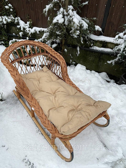 Санки детские плетеные с кофейной подушкой Киев - изображение 2