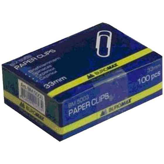 Скрепки канцелярские Buromax 33 мм, nickel-plated, 100 шт (BM.5003) Винница