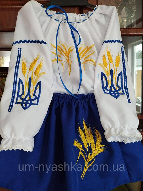 Дитячий вишитий костюм з колосками костюм вишиванка "Колоски-тризуб" Кривий Ріг - фото 2