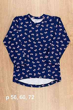 Туніка дитяча, бантики, темно-синя 95% бавовна + 5% лайкра, р.134-140, Крохатушка одяг Київ