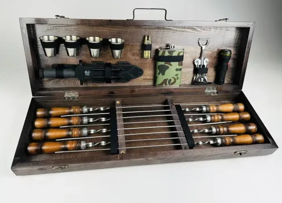 Набори шампурів, Набір шампурів у кейсі "Мілітарі" Шампури, вертіла Тернопіль