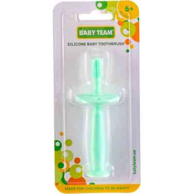 Дитяча зубна щітка Baby Team на присосці силіконова, ментолова (7205) Вінниця