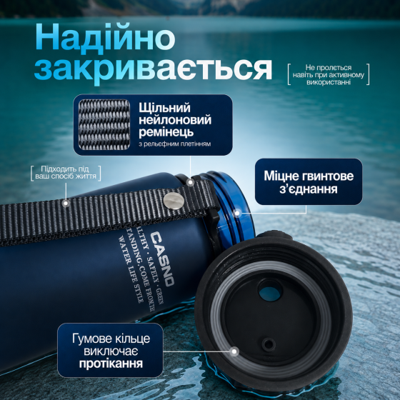 Пляшка для води CASNO 560 мл. з матовим покриттям KXN-1115 Синя Каменское