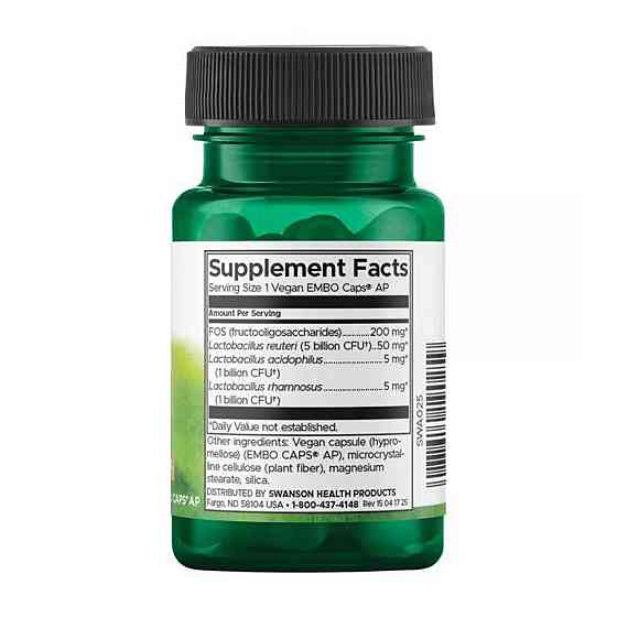 Лакобактерії Реутери пробіотики Swanson L. Reuteri Plus 7 billion Cfu 30 капс Київ