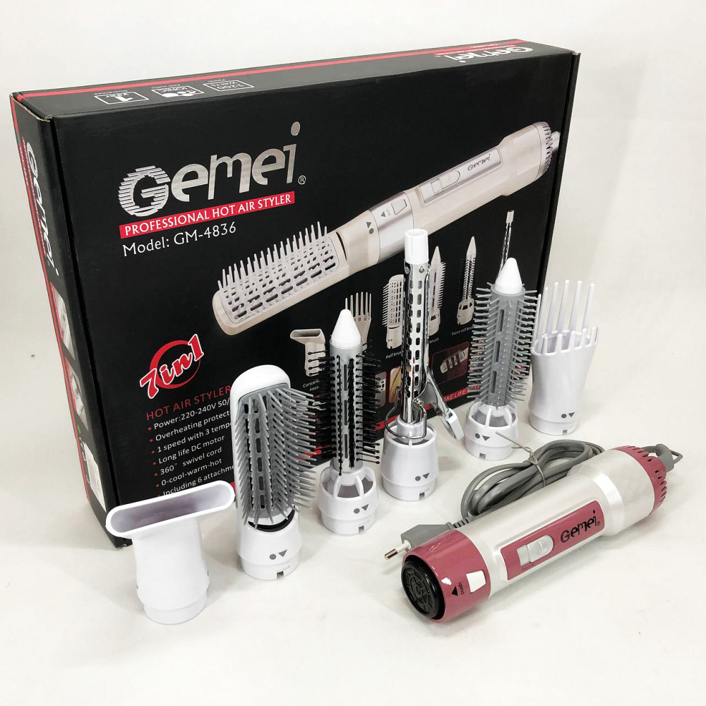 Электрический фен для профессионального использования Gemei GM-4836 7 в 1, Фен с режимом защиты волос IJ-14 Львов - изображение 12