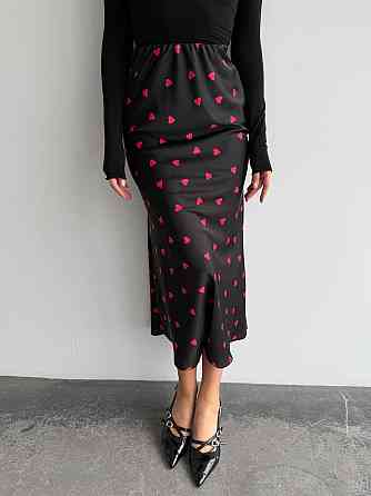 Женская стильная юбка миди из высококачественного шелка армани Черный, 44 Одесса