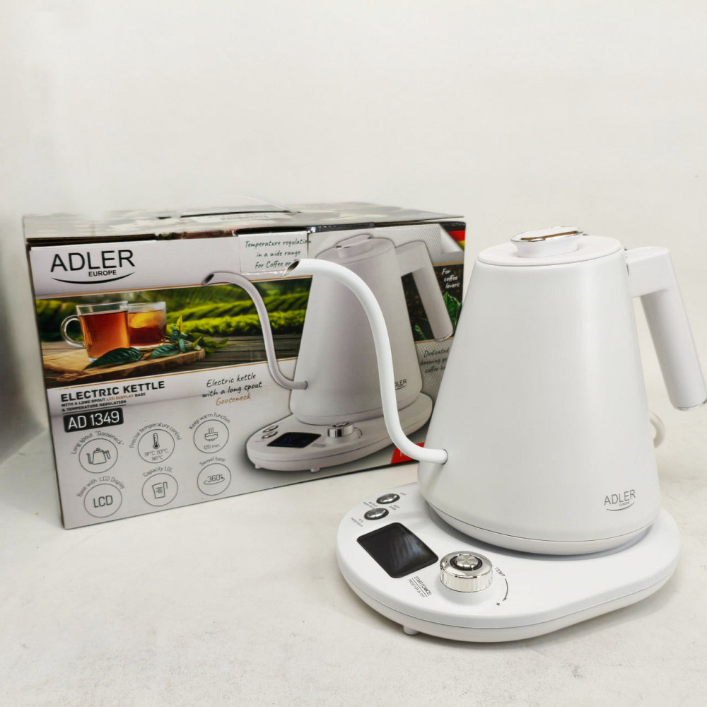 Электрочайник Adler AD 1349 1Л 900Вт Gooseneck с точным контролем температуры White QW-85 Львов - изображение 19