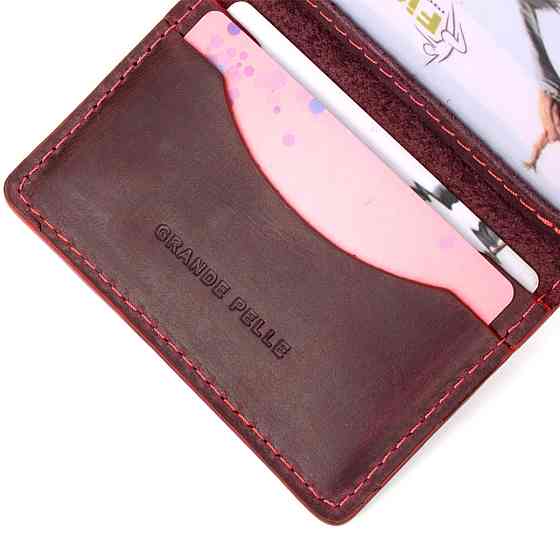 Шкіряна візитниця GRANDE PELLE 11486 Бордовий Київ