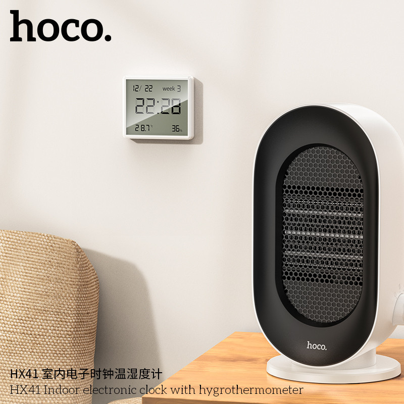 Термогігрометр HOCO HX41 Indoor electronic clock with hygrothermometer White Київ - фото 6
