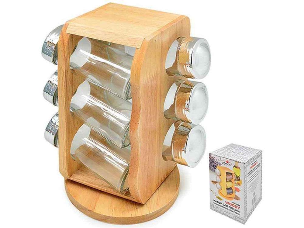 Спецейница на деревьях.подставке Woody 6шт/наб 13.5х13,5х20,5см MS-0369 ТМ STENSON Киев - изображение 1
