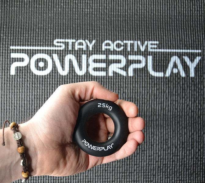 Еспандер кистьовий силіконовий PowerPlay PP-4324 Hand Grip Ring Hard 25 кг. Чорний Каменское - изображение 8