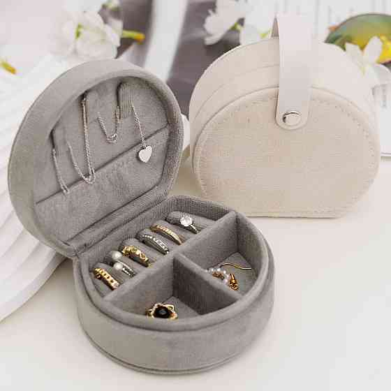 Органайзер-шкатулка для украшений футляр для хранения драгоценностей и аксессуаров органайзер 10х9х5 см бархат, серый Каменец-Подольский