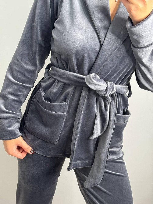 Домашний костюм на запах с поясом Графит 2XL Харьков - изображение 4