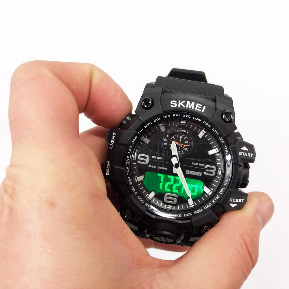 Наручные часы с электронным механизмом SKMEI 1586BK BLACK, Военные часы спецслужб SP-57 Львов - изображение 2