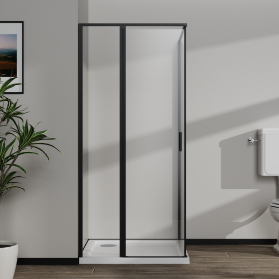 Скляна душова кабіна AVKO Glass RDR13B 90х90х190 Black перегородка для душу Київ