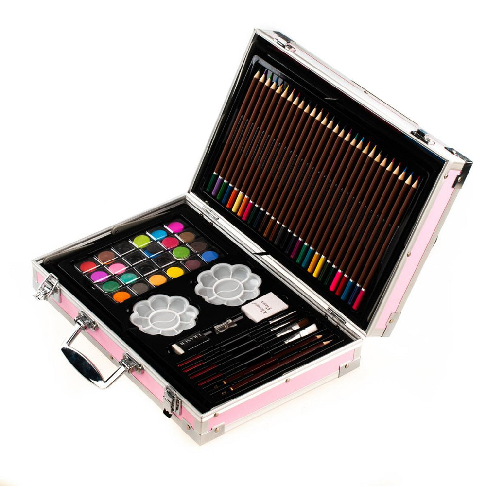 Набір для малювання у валізі 144 предметів / Дитячий набір для творчості Рожевий Одеса - фото 3