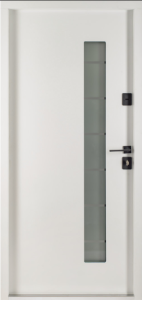 Двері вхідні з терморозривом Бастіон МОНОЛІТ ПВХ Антрацит/ПВХ біле дерево Лампре 13 960х2050 мм Київ